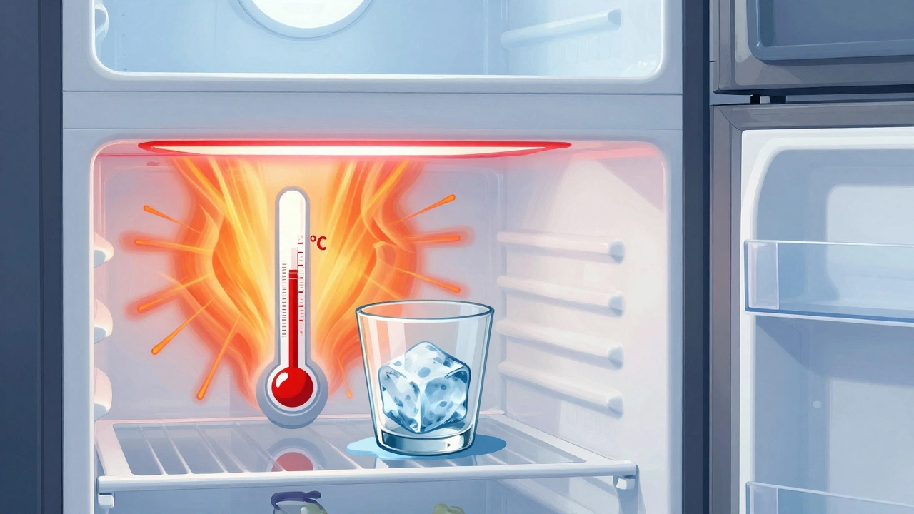 Refrigerator overheating at the back while interior temperature rises dangerously.