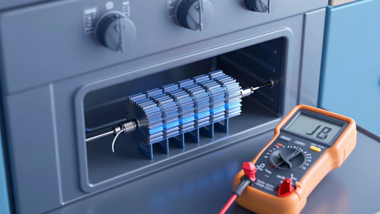 Multimeter testing thermal fuse for continuity