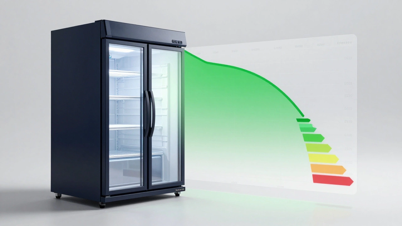 Conceptual image of a commercial freezer and its financial depreciation data