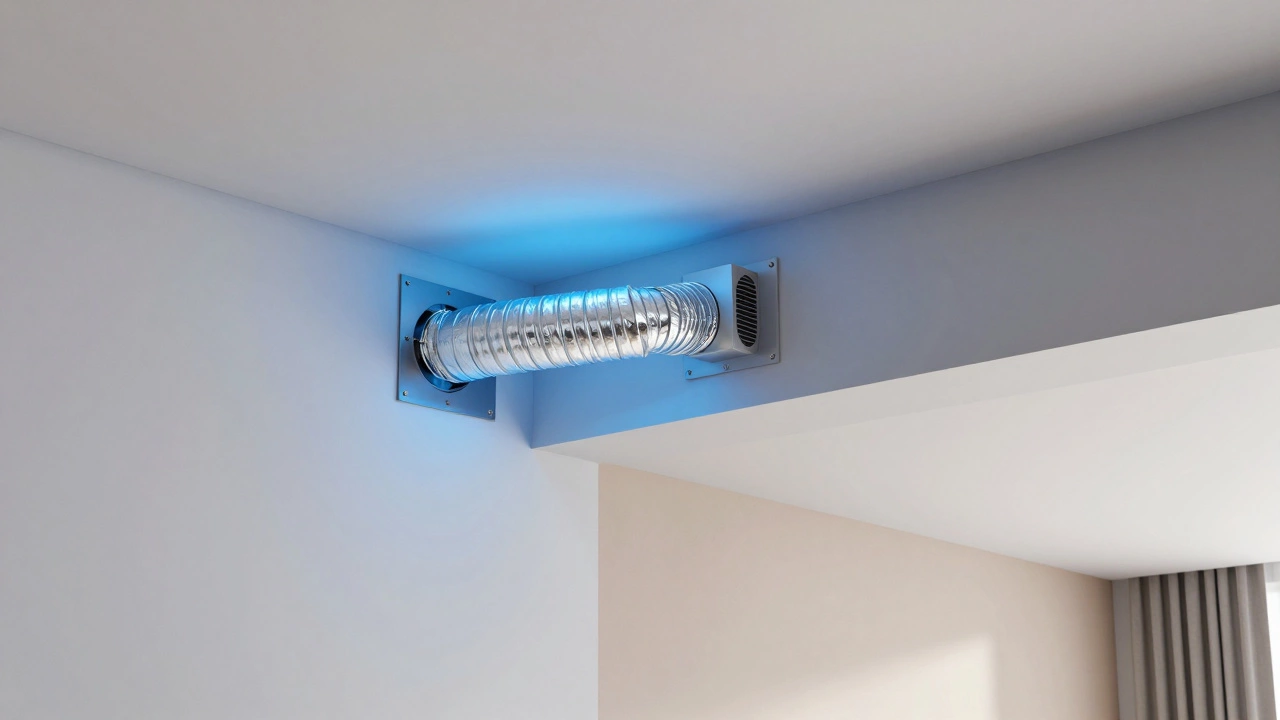 Diagram showing an extractor fan duct leading to an external wall vent