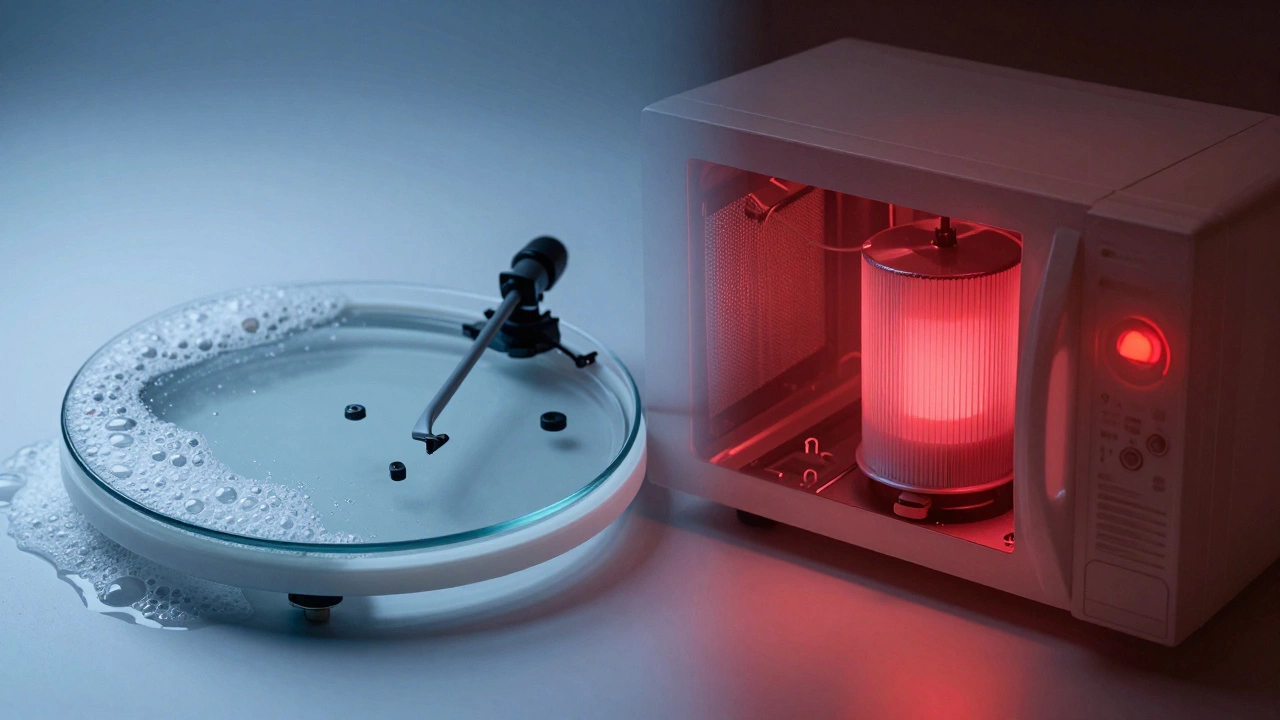 Clean turntable parts versus dangerous internal capacitor schematic