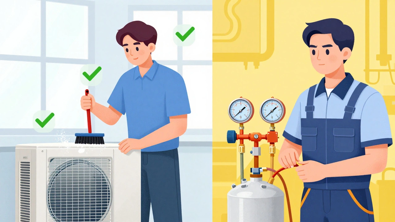 Comparison of DIY coil cleaning versus professional refrigerant repair