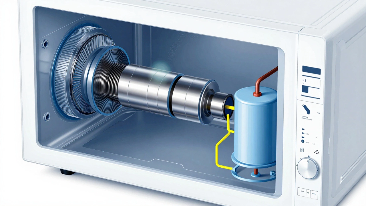 Cross-section diagram of microwave internal parts like magnetron.