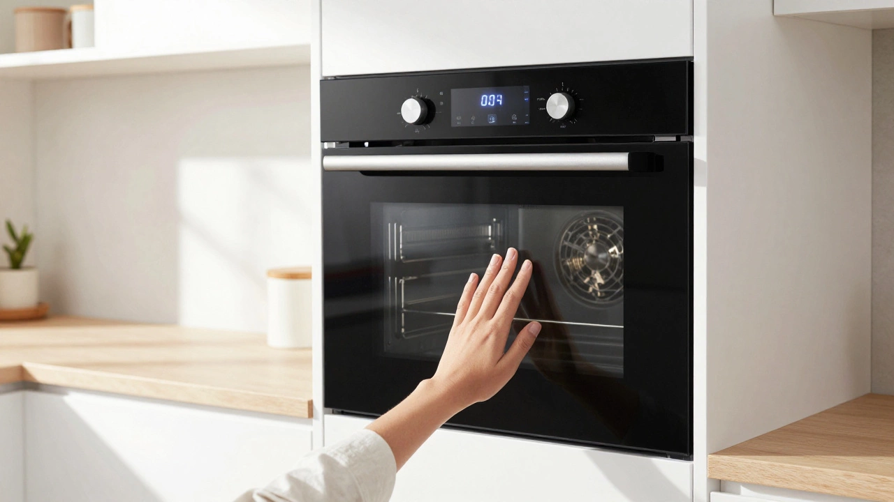 Sleek modern smart oven installed in a bright, contemporary kitchen