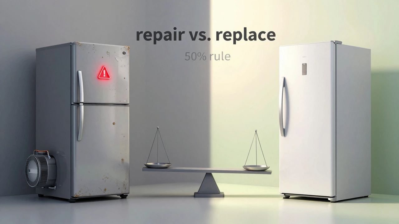 Comparison between an old broken fridge and a new efficient one