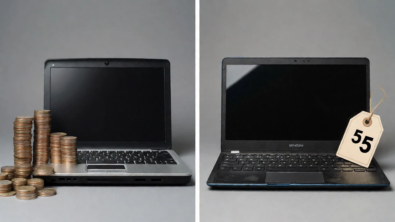 Visual comparison of repairing a valuable laptop versus replacing a cheap one